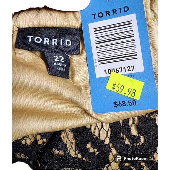 Torrid Lace Cocktail Dress Underskirt Lined Black/Gold NEW Size 22 - Picture 5 of 8
